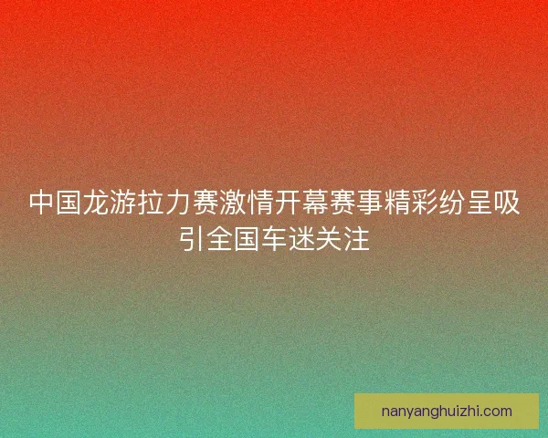 中国龙游拉力赛激情开幕赛事精彩纷呈吸引全国车迷关注