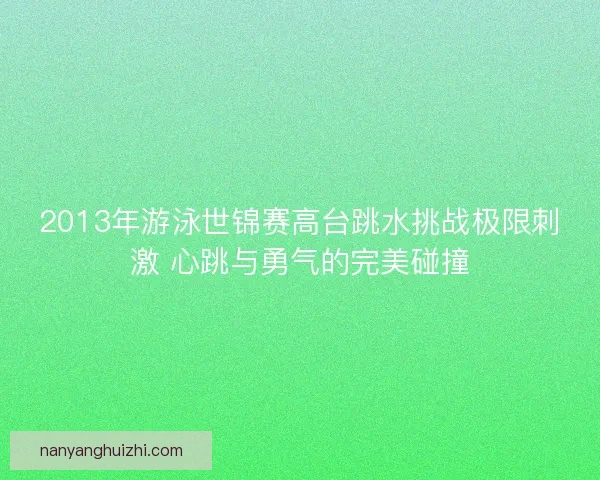 2013年游泳世锦赛高台跳水挑战极限刺激 心跳与勇气的完美碰撞